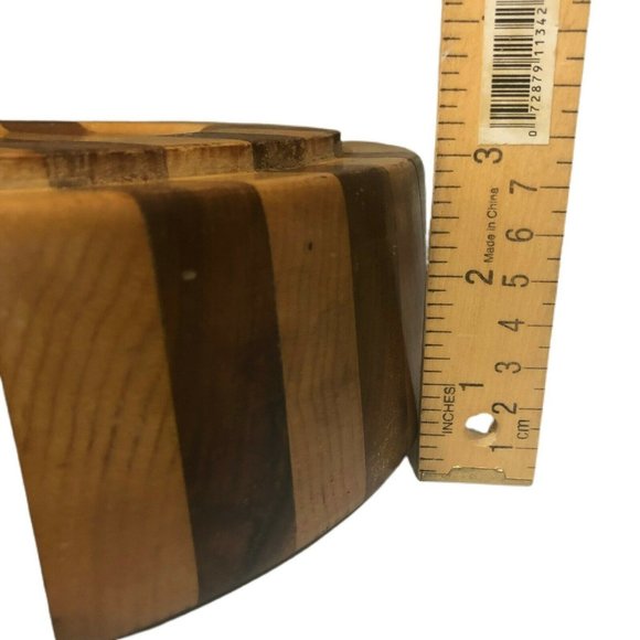 Vintage Wooden Double Bowl Chip and Dip Snack Bowl - Picture 5 of 5